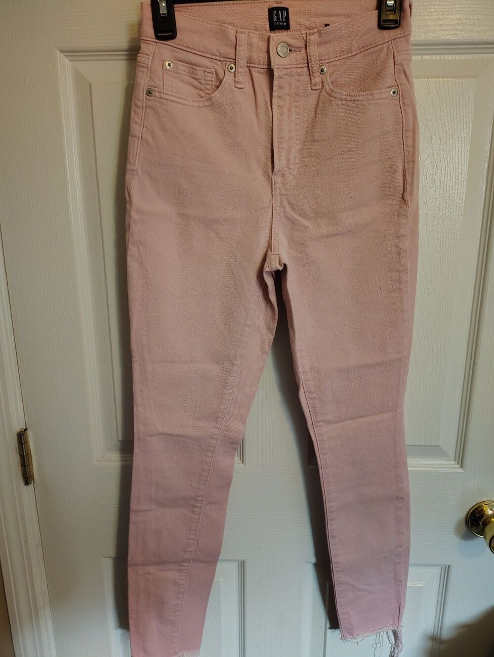 GAP Denim Women's Pink Light Wash High-Rise Skinny Jeans 5-Pocket Button 0/25